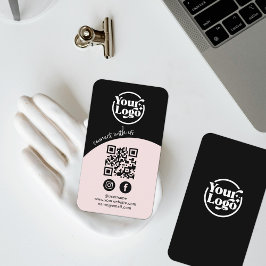 Anslut med USA QR-Rosan Social Media Black Visitkort