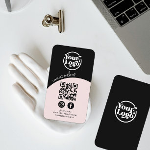 Anslut med USA QR-Rosan Social Media Black Visitkort