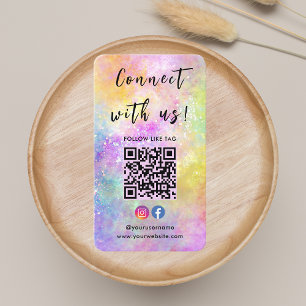 Anslut med USA QR-Snyggten Modern Holo Opal Visitkort
