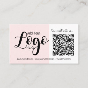 Anslut med USA: Rosa Social Media QR-kodföretag Visitkort