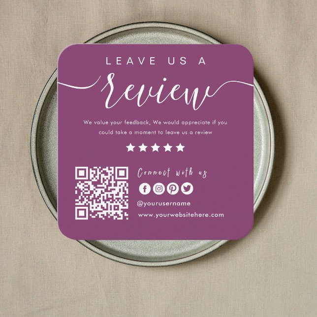 Anslut med USA:s QR-kod | Lämna oss en modern rece Fyrkantigt Visitkort (Skapare uppladdad)