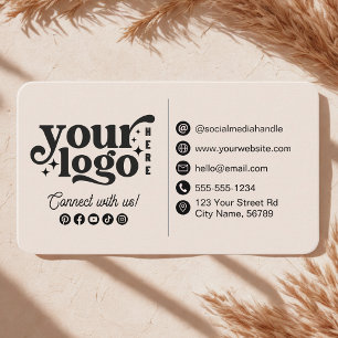 Anslut med USA Social Media Contact Info Beige Visitkort