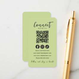 Anslut med USA Social Media Lime Green QR-kod Tilläggskort