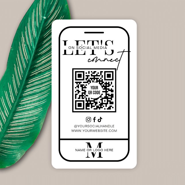 Anslut med USA Social Media QR-kod - minimalistisk Visitkort (Minimalist Let's Connect Business Cards with QR code and space for your logo or monogram)