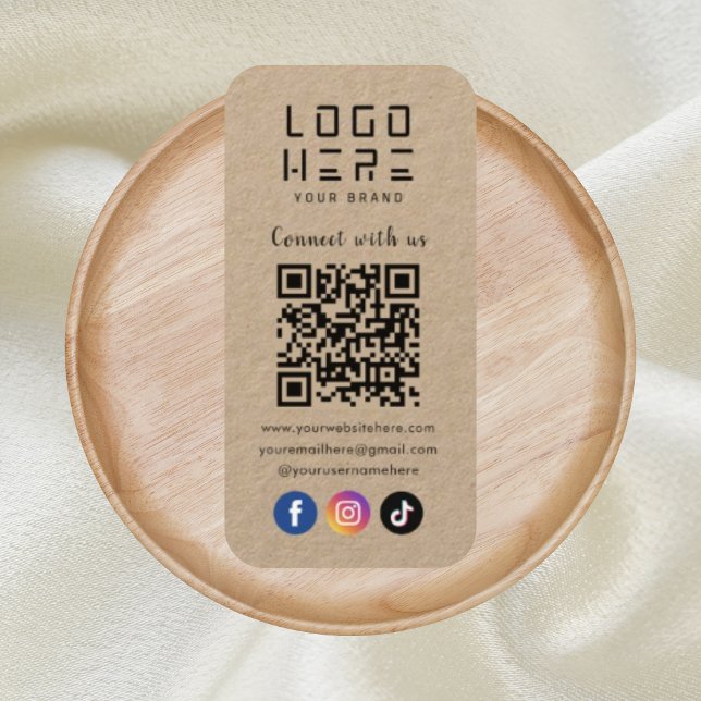 Anslut med USA Social Media QR-kod Modern Rustit Visitkort (Skapare uppladdad)
