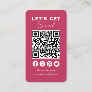 Anslut med USA Social Media QR-kodShock rosa Visitkort