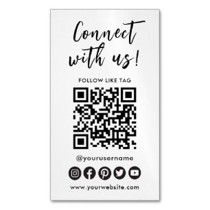 Anslut med USA Social Media QR-Logotyp Magnetiska Visitkort