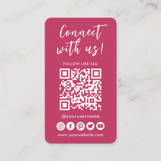 Anslut med USA Social Media QR-Logotyp Visitkort (Framsida)