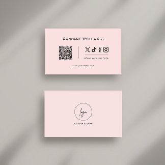Anslut med USA Social Media QR-Logotypens Rosa för Visitkort
