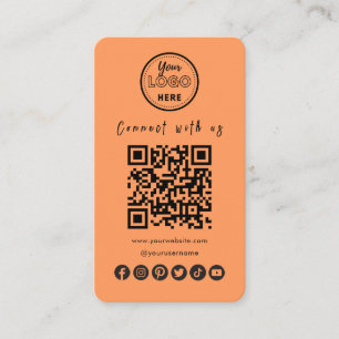 Anslut med USA Social Media QR-Trendigets Orange f Visitkort