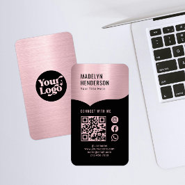 Anslut Social-media med QR-kod för Ro Guld Visitkort