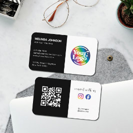 Anslut svartvit QR-Logotyp Social-media Visitkort