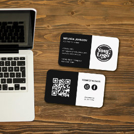Anslut svartvit QR-Logotyp Social-media Visitkort