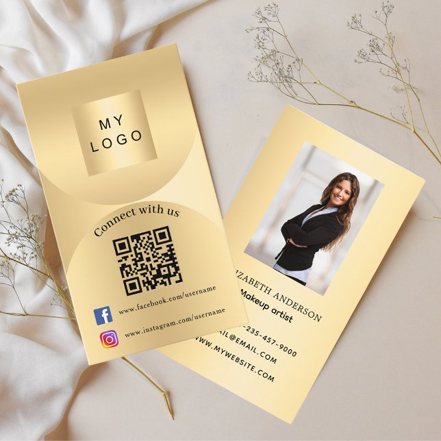 Anslut till guld-foto Qr social-mediapremie Visitkort (Skapare uppladdad)
