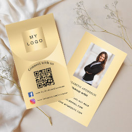 Anslut till guld-fotot med Qr-kod social-media Visitkort