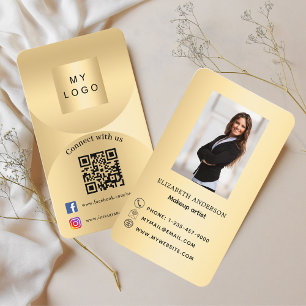 Anslut till guld-fotot med Qr-kod social-media Visitkort