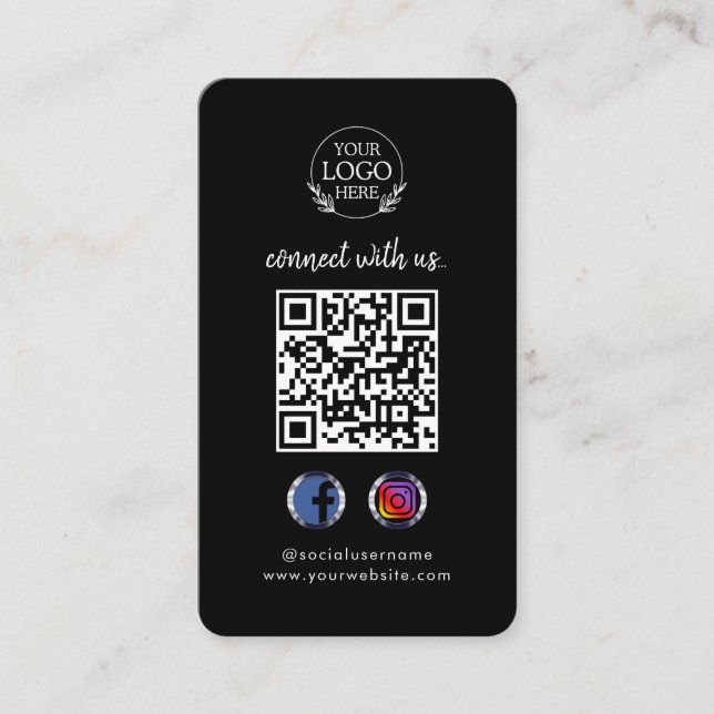 Anslut till oss | Anpassad QR-kod för sociala medi Visitkort (Framsida)