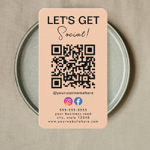 Anslut till oss Instagram Facebook Logotyp Qr-kod Visitkort
