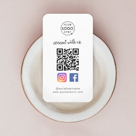 Anslut till oss Instagram Facebook Social Media QR Visitkort