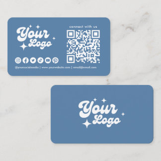 Anslut till oss Logo Qr-kod Dammtor Blue Visitkort