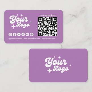 Anslut till oss Logo Qr-kod Lavendel Visitkort