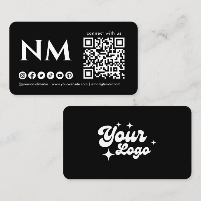 Anslut till oss logotyp monogram QR-kod Visitkort (Fram/baksida)