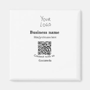 Anslut till oss med logotypen QR social-media namn Magnet