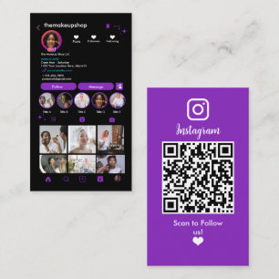 Anslut till oss på Instagram Purple Sociala med Visitkort