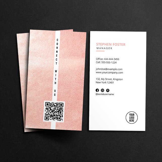 Anslut till oss på sociala medier QR-kod Logo vit Visitkort (Skapare uppladdad)