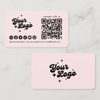 Anslut till oss Qr Code Logo Sociala Medier Rosa Visitkort