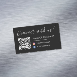 Anslut till oss Qr-kod Facebook Instagram Black Magnetiska Visitkort