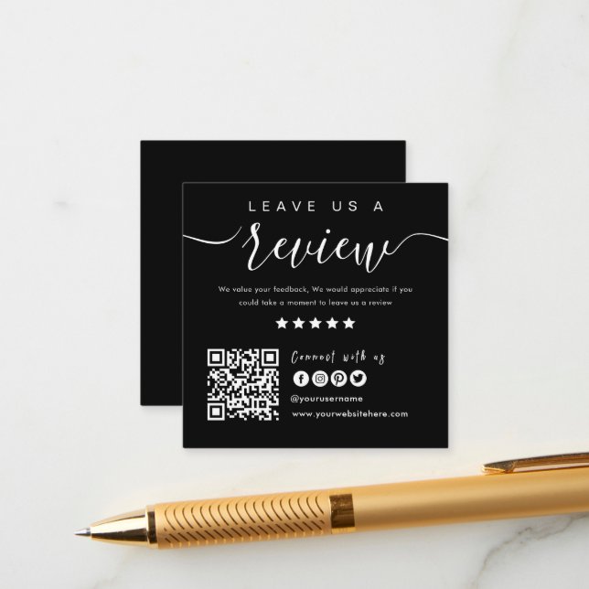 Anslut till oss QR-kod | Lämna en recension Modern Tilläggskort (Fram/Back In Situ)