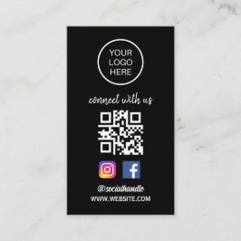 Anslut till oss | Social Media QR-kod, svart Visitkort