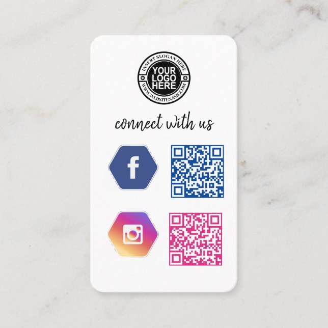 Anslut till oss | Social Media QR-kod Visitkort (Framsida)