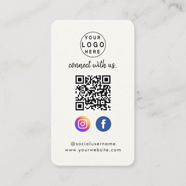 Anslut till oss | Social Media QR-kod Vitkam Visitkort (Framsida)