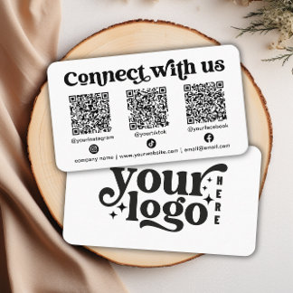 Anslut till oss Social Media QR White Business Visitkort