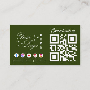 Anslut till oss social-mediekod för grönt QR Visitkort