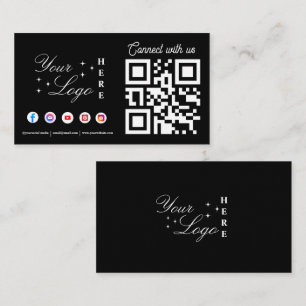 Anslut till oss social-mediets svarta QR-kod Visitkort