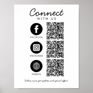 Anslut till USA Social Media 3 QR-kodwebbplats Poster