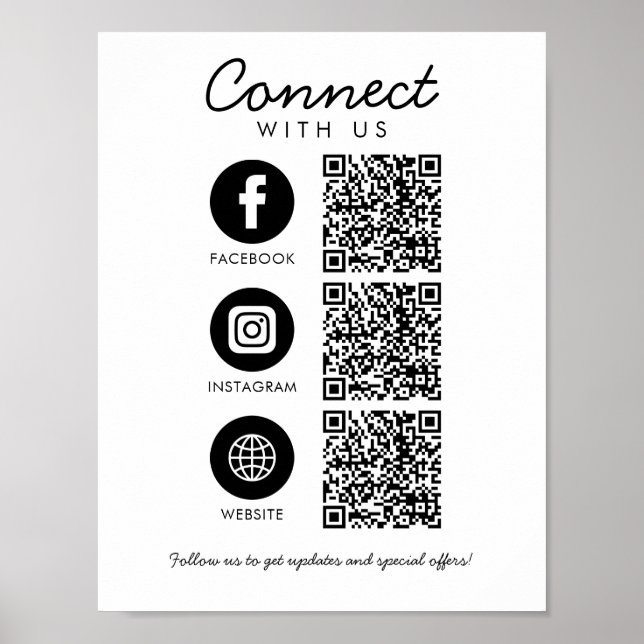Anslut till USA Social Media 3 QR-kodwebbplats Poster (Framsidan)
