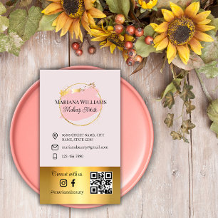 ansluta till oss, social-media, qr-kod rosa guld visitkort
