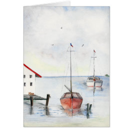 Ansluten segelbåtvattenfärgmålning OBS kort