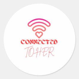 Ansluten till hennes rund WiFi Heart-designmärke Runt Klistermärke