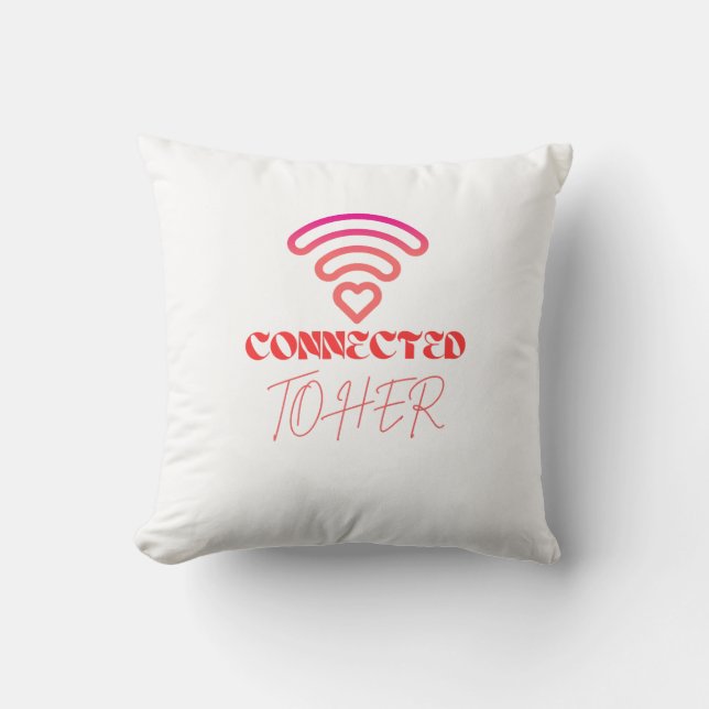 Ansluten till hennes WiFi Heart Design Valentines Kudde (Framsida)