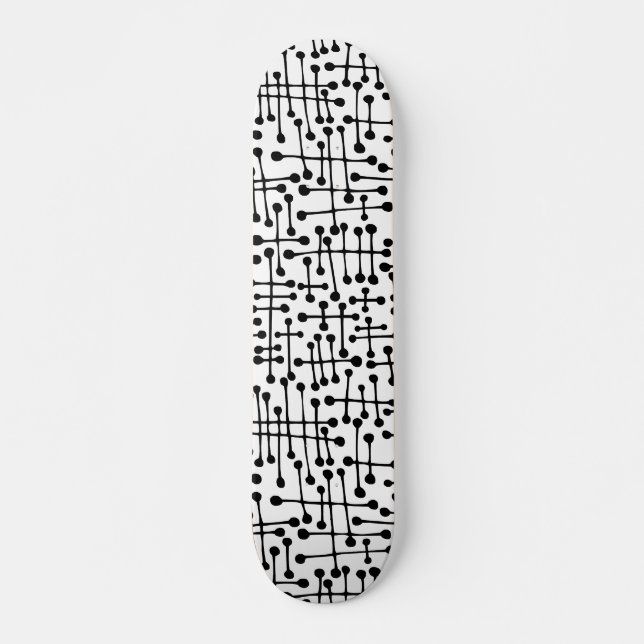 Anslutna dekor - Svartvit Mini Skateboard Bräda 18,5 Cm (Framsida)