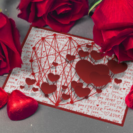 Anslutna hjärtan med Romantic Ord Valentines Helg Vykort