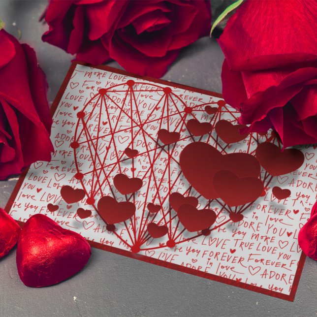 Anslutna hjärtan med Romantic Ord Valentines Helg Vykort (Skapare uppladdad)
