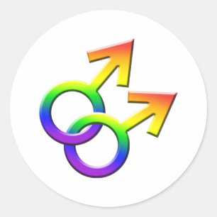 Anslutna Rainbow Male Symbols Stickers 03 Runt Klistermärke