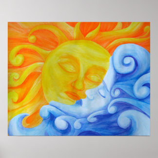 Anslutningen Poster Sol Måne vattenfärgspenna