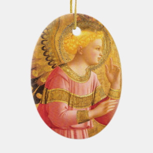 ANSLUTNINGSANGEL I GULD ROSA Jul Julgransprydnad Keramik